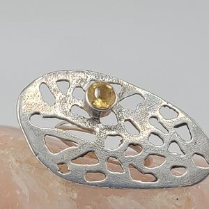 CITRINE CRYSTAL RING CHEETAH CUTOUT HANDMADE IN STERLING SILVER METAL SIZE 9